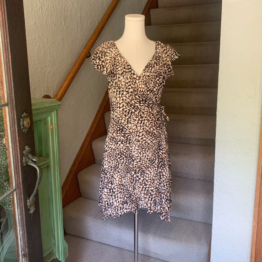 Elegant Black and White Wrap Dress
